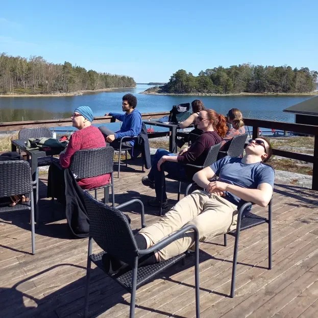 Relaxing at the Tvärminne research station while on lab retreat,